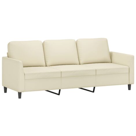 vidaXL Divano a 3 Posti Crema 180 cm in Similpelle