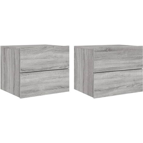 Comodini a Parete con luci LED 2 pz Grigio Sonoma vidaXL