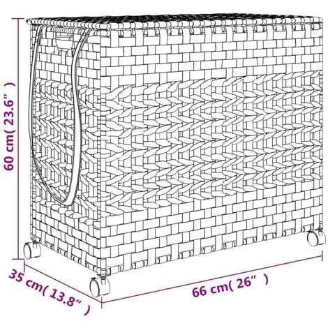 Cesto Portabiancheria con Ruote 66x35x60 cm Rattan vidaXL