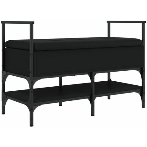 vidaXL Panca Portaoggetti Nera 85,5x42x57,5 cm in Legno Multistrato (1/5)