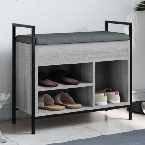 Panca Porta Scarpe VidaXL Grigio Sonoma – 102x35x55 Cm – Legno Multistrato Con 2 Cassetti E 4 Ripiani