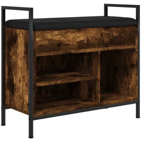 vidaXL Panca per scarpe in rovere fumé 102x35x55 cm