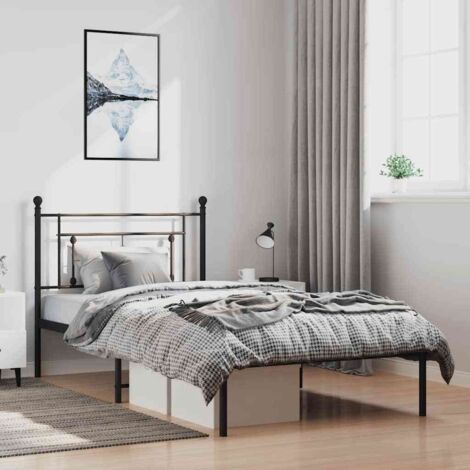 vidaXL Giroletto con Testiera Metallo Nero 100x200 cm (1/5)