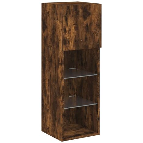 vidaXL Mobile TV con Luci LED Rovere Fumo 30,5x30x90 cm