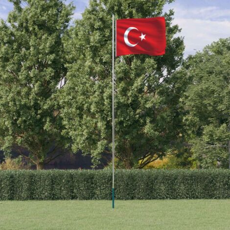 Asta e Bandiera Turchia 6,23 m Alluminio vidaXL