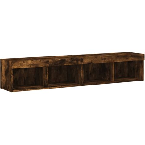 vidaXL Mobili Porta TV con Luci LED 2 pz Rovere Fumo 80x30x30 cm
