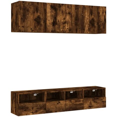 Mobili TV a Muro 5pz Rovere Fumo in Legno Multistrato vidaXL (1/5)