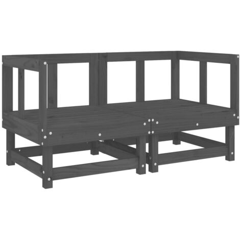 vidaXL Divani Angolari da Giardino 2 pz Grigi Legno Massello di Pino