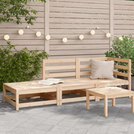 vidaXL Divano da Giardino con Poggiapiedi 2 Posti Legno Massello Pino