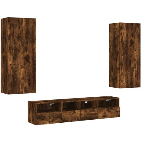 vidaXL Mobili TV a Muro 5pz Rovere Fumo in Legno Multistrato (1/5)