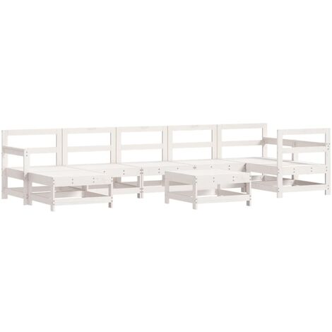vidaXL Set Salotto da Giardino 8 pz in Legno Massello di Pino Bianco (1/5)