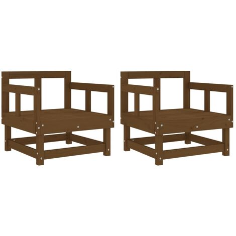 vidaXL Sedie da Giardino 2 pz Marrone Ambra in Legno Massello di Pino