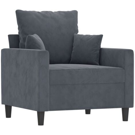 vidaXL Poltrona Grigio Scuro 60 cm Velluto