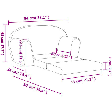 Divano Letto per Bambini a 2 Posti Rosa in Morbido Peluche vidaXL