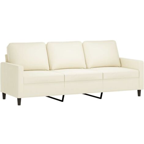 Divano a 3 Posti Crema 180 cm in Velluto vidaXL 249306