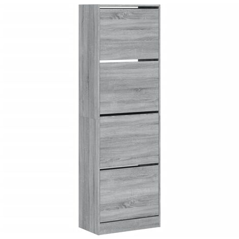 vidaXL Scarpiera 4 Cassetti Ribaltabili Grigio Sonoma 60x34x187,5 cm