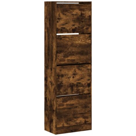 Scarpiera con 4 Cassetti Ribaltabili Rovere Fumo 60x34x187,5 cm vidaXL