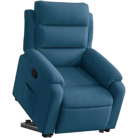 vidaXL Poltrona Alzapersona Reclinabile Blu in Velluto (1/5)