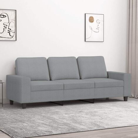 vidaXL Divano a 3 Posti Grigio Chiaro 180 cm in Tessuto
