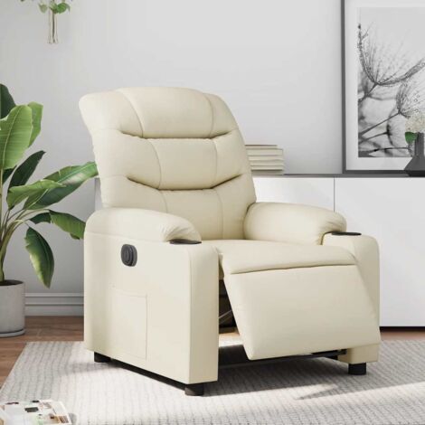 vidaXL Poltrona Reclinabile Elettrica Crema in Similpelle (1/5)