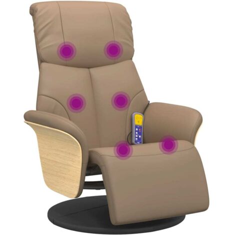 vidaXL Poltrona Reclinabile Massaggi Poggiapiedi Cappuccino Similpelle