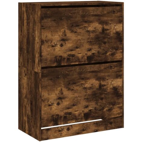Scarpiera con 2 Cassetti Ribaltabili Rovere Fumo 80x42x108 cm vidaXL