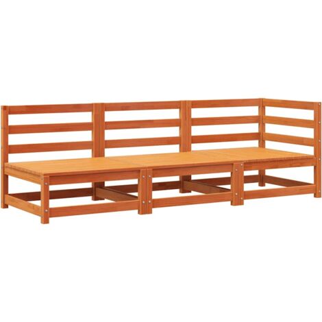 vidaXL Divano da Giardino a 3 Posti Marrone Cera Legno Massello Pino