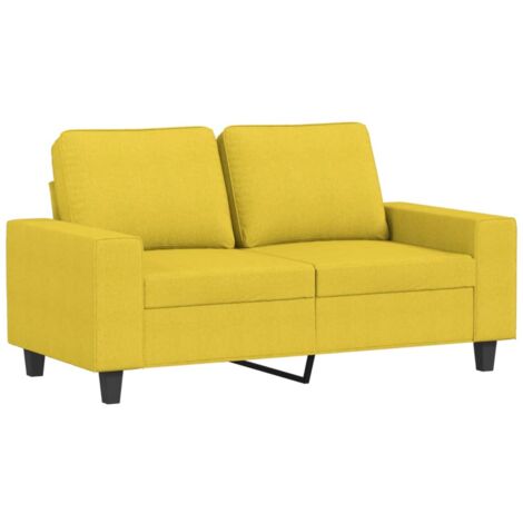 vidaXL Divano a 2 Posti Giallo Chiaro 120 cm in Tessuto