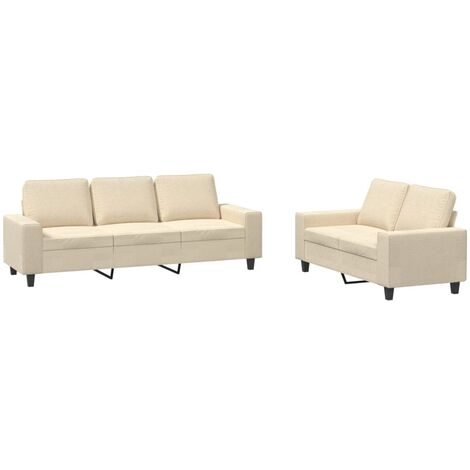 vidaXL Set di Divani 2 pz Crema in Tessuto