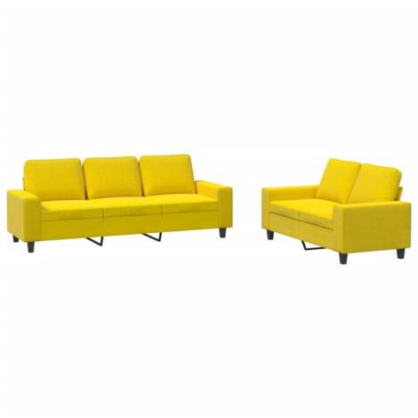 vidaXL Set di Divani 2 pz Giallo Chiaro in Tessuto