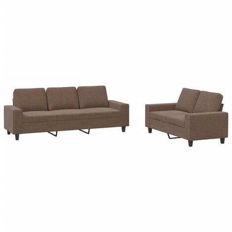 vidaXL Set di Divani 2 pz Marrone in Tessuto