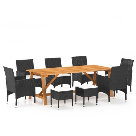 Set Mobili da Pranzo per Giardino 9 pz Nero vidaXL (1/5)