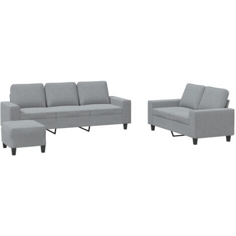 vidaXL Set di Divani 3 pz Grigio Chiaro in Tessuto