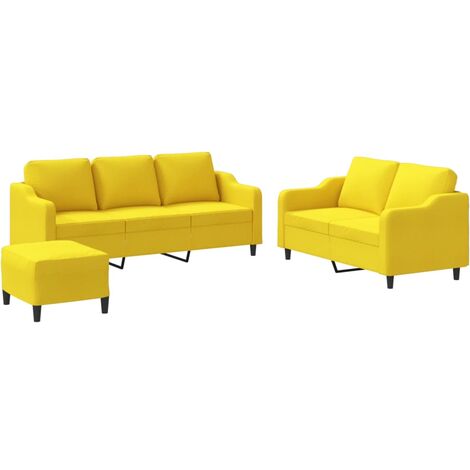 Set di Divani 3 pz con Cuscini Giallo Chiaro in Tessuto vidaXL (1/5)