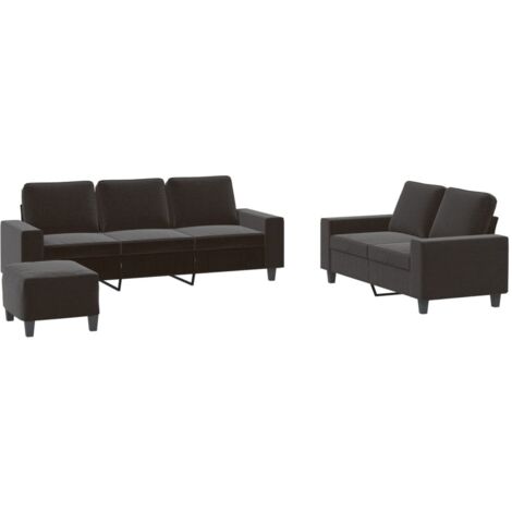 vidaXL Set d Divani 3 pz Nero in Tessuto (1/5)