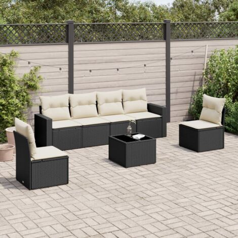 Leepesx Set Salotto da Giardino con Cuscini 7pz Nero Polyrattan,Set Salotto  da Giardino,Giardino Esterno Arredo,Arredo Terrazzo Esterno(SPU:3187139) :  : Giardino e giardinaggio