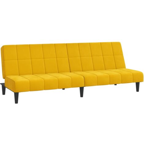 Divano Letto a 2 Posti Giallo in Velluto vidaXL 612789 (1/5)