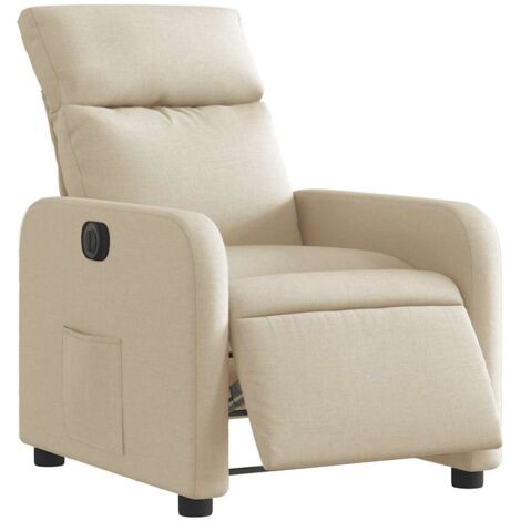 vidaXL Poltrona Elettrica Reclinabile Crema in Tessuto