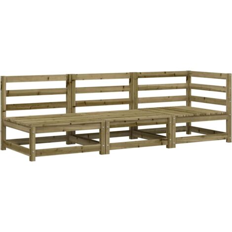 vidaXL Divano da Giardino a 3 Sedute in Legno Impregnato di Pino