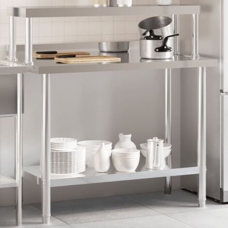 Tavolo Cucina Alto vidaXL 101 cm Bianco | Legno Resistente e Acciaio