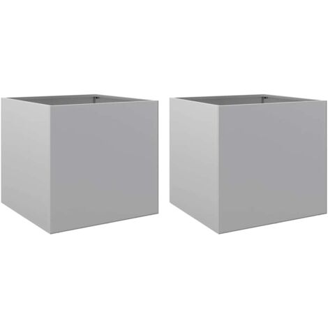 Fioriere 2pz Argento 49x47x46 cm in Acciaio Zincato vidaXL