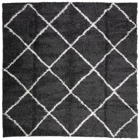 vidaXL Tappeto Shaggy PAMPLONA a Pelo Lungo Nero e Crema 120x120 cm (1/5)