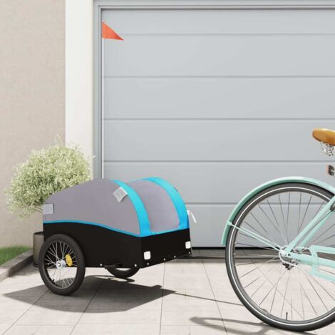 vidaXL Rimorchio da Bici Nero e Blu 30 kg in Ferro