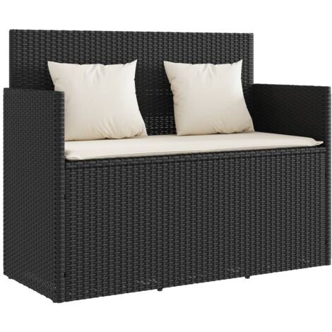 Panca da Giardino con Cuscini Nera in Polyrattan vidaXL