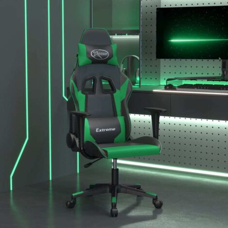 Sedia da Gaming Massaggiante Nero e Verde in Similpelle vidaXL
