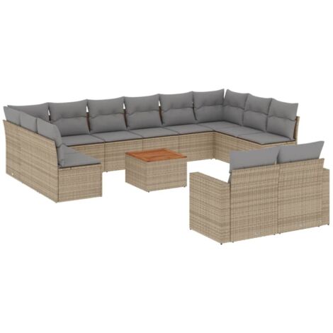 Set Divano da Giardino 13 pz con Cuscini Beige Misto Polyrattan vidaXL (1/5)