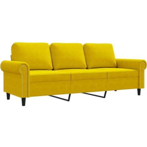 Divano a 3 Posti Giallo 180 cm in Velluto vidaXL 563147 (1/5)