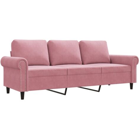 Divano a 3 Posti rosa 180 cm in Velluto vidaXL 963227