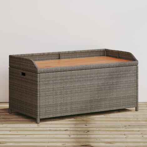 Panca Portaoggetti Giardino Grigia 100x50x52 Polyrattan Acacia vidaXL (1/6)
