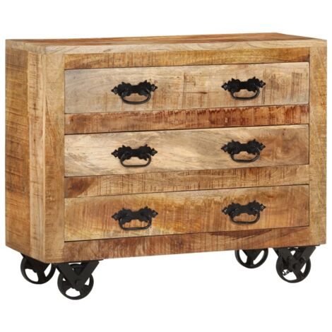 vidaXL Credenza con 3 Cassetti 80x30x65 cm Legno Grezzo Massello Mango (1/5)